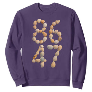 86 47 Seashell Subtle Summer Coastal Graphic Sweatshirt Viral Beach Walk Political Satire TS02 Purple Print Your Wear