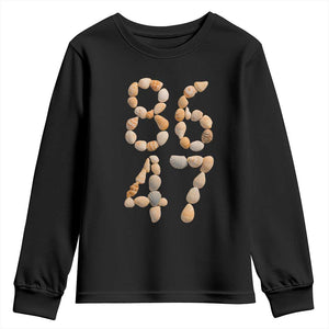 86 47 Seashell Subtle Summer Coastal Graphic Youth Sweatshirt Viral Beach Walk Political Satire TS02 Black Print Your Wear