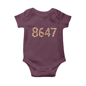 86 47 Seashell Beach Walk Graphic Baby Onesie Subtle Coastal Summer Political Satire TS02 Maroon Print Your Wear