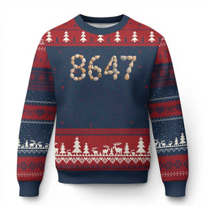 86 47 Seashell Beach Walk Graphic Ugly Christmas Sweater Subtle Coastal Summer Political Satire TS02 Navy Red Print Your Wear
