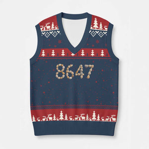 86 47 Seashell Beach Walk Graphic V-Neck Knit Sweater Vest Subtle Coastal Summer Political Satire TS02 Navy Red Print Your Wear