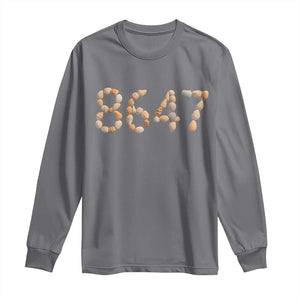 86 47 Seashell Beach Walk Graphic Long Sleeve Shirt Subtle Coastal Summer Political Satire TS02 Charcoal Print Your Wear