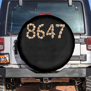 86 47 Seashell Beach Walk Graphic Spare Tire Cover Subtle Coastal Summer Political Satire TS02 No hole Black Print Your Wear