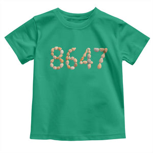 86 47 Seashell Beach Walk Graphic Toddler T Shirt Subtle Coastal Summer Political Satire TS02 Irish Green Print Your Wear