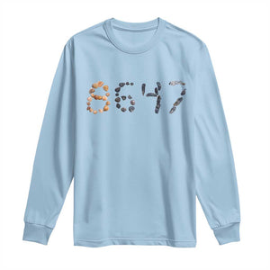 86 47 Seashell Graphic Subtle Summer Coastal Long Sleeve Shirt Viral 2026 Beach Walk Political Satire TS02 Light Blue Print Your Wear