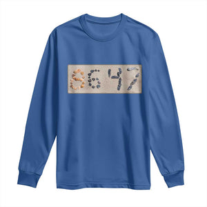 86 47 Seashell Beach Sand Graphic Long Sleeve Shirt Subtle Coastal Summer Political Satire TS02 Royal Blue Print Your Wear