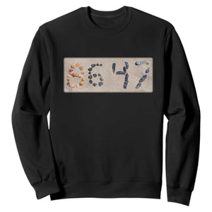 86 47 Seashell Beach Sand Graphic Sweatshirt Subtle Coastal Summer Political Satire TS02 Black Print Your Wear