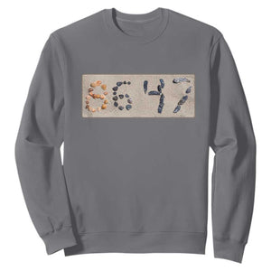 86 47 Seashell Beach Sand Graphic Sweatshirt Subtle Coastal Summer Political Satire TS02 Charcoal Print Your Wear