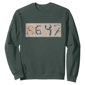 86 47 Seashell Beach Sand Graphic Sweatshirt Subtle Coastal Summer Political Satire TS02 Dark Forest Green Print Your Wear