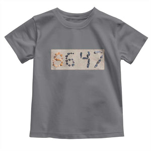 86 47 Seashell Beach Sand Graphic Toddler T Shirt Subtle Coastal Summer Political Satire TS02 Charcoal Print Your Wear