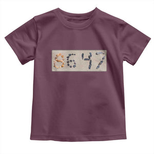86 47 Seashell Beach Sand Graphic Toddler T Shirt Subtle Coastal Summer Political Satire TS02 Maroon Print Your Wear