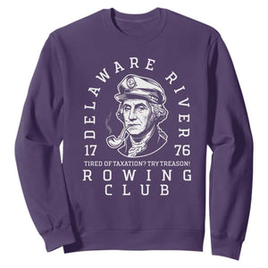 Delaware River Rowing Club 1776 Vintage Funny Patriotic Sweatshirt George Washington Tired of Taxation Try Treason TS02 Purple Print Your Wear