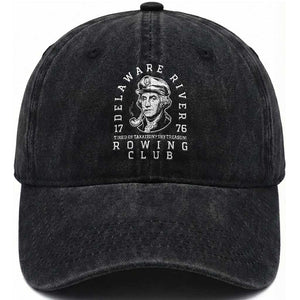 Delaware River Rowing Club 1776 Vintage Funny Patriotic Washed Cotton Baseball Cap George Washington Tired of Taxation Try Treason TS02 Print Your Wear