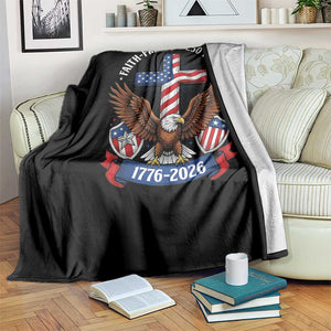 Faith Freedom 250 Years Patriotic Eagle Throw Blanket USA Flag Christian Cross 1776 to 2026 Semiquincentennial TS02 Print Your Wear
