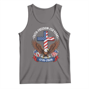 Faith Freedom 250 Years Patriotic Eagle Tank Top USA Flag Christian Cross 1776 to 2026 Semiquincentennial TS02 Deep Heather Print Your Wear