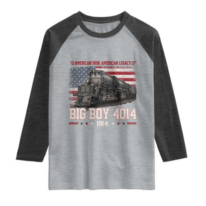 Vintage USA Steam Locomotive Patriotic Pride Raglan Shirt American Iron American Legacy TS02 Heather Gray Heather Charcoal Print Your Wear