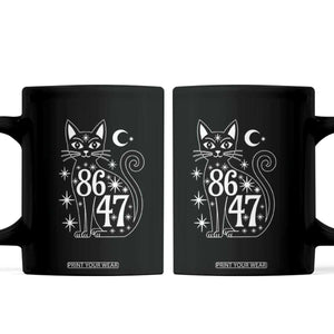 86 47 Celestial Black Cat Mystic Coffee Mug Moon Stars Coded Political Satire TS02 Black Print Your Wear