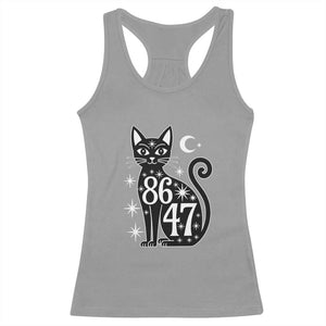 86 47 Celestial Black Cat Mystic Racerback Tank Top Moon Stars Coded Political Satire TS02 Sport Gray Print Your Wear