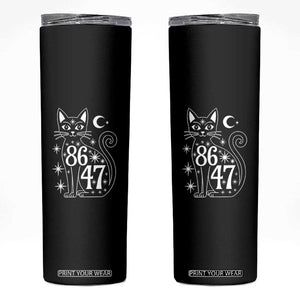 86 47 Celestial Black Cat Mystic Skinny Tumbler Moon Stars Coded Political Satire TS02 Black Print Your Wear