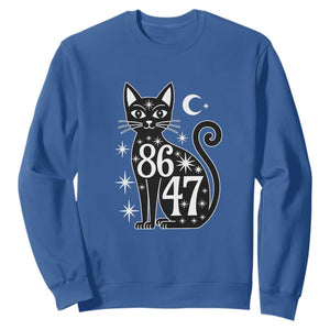86 47 Celestial Black Cat Mystic Sweatshirt Moon Stars Coded Political Satire TS02 Royal Blue Print Your Wear
