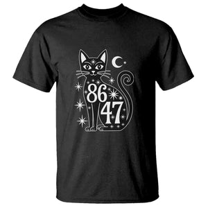 86 47 Celestial Black Cat Mystic T Shirt Moon Stars Coded Political Satire TS02 Black Print Your Wear