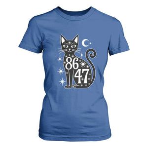 86 47 Celestial Black Cat Mystic T Shirt For Women Moon Stars Coded Political Satire TS02 Royal Blue Print Your Wear