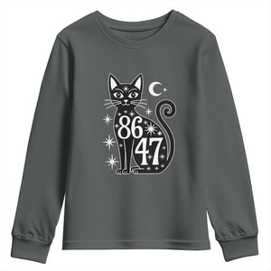 86 47 Celestial Black Cat Mystic Youth Sweatshirt Moon Stars Coded Political Satire TS02 Dark Heather Print Your Wear