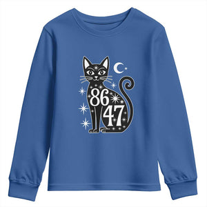 86 47 Celestial Black Cat Mystic Youth Sweatshirt Moon Stars Coded Political Satire TS02 Royal Blue Print Your Wear