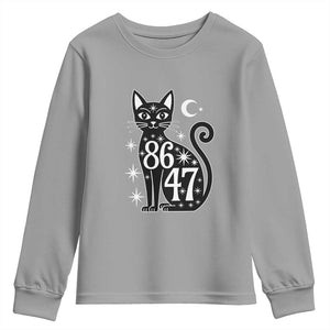 86 47 Celestial Black Cat Mystic Youth Sweatshirt Moon Stars Coded Political Satire TS02 Sport Gray Print Your Wear