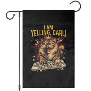 I Am Yelling Carl Graphic Garden Flag Funny Angry Cat Typing Keyboard Comic Retro TS02 Black Print Your Wear