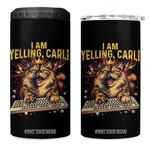 I Am Yelling Carl Graphic 4 in 1 Can Cooler Tumbler Funny Angry Cat Typing Keyboard Comic Retro TS02 One Size: 16 oz Black Print Your Wear