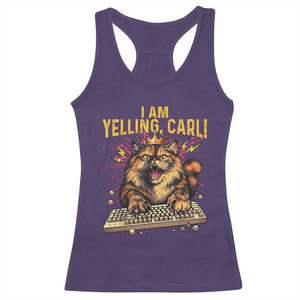 I Am Yelling Carl Graphic Racerback Tank Top Funny Angry Cat Typing Keyboard Comic Retro TS02 Purple Print Your Wear