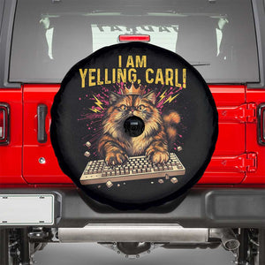 I Am Yelling Carl Graphic Spare Tire Cover Funny Angry Cat Typing Keyboard Comic Retro TS02 Black Print Your Wear