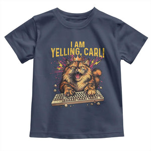 I Am Yelling Carl Graphic Toddler T Shirt Funny Angry Cat Typing Keyboard Comic Retro TS02 Navy Print Your Wear