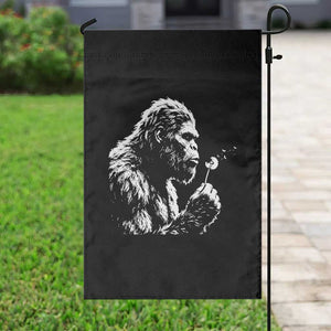 Bigfoot Blowing Dandelion Flower Graphic Garden Flag Whimsical Sasquatch Profile Artistic Vintage Distressed TS02 Print Your Wear