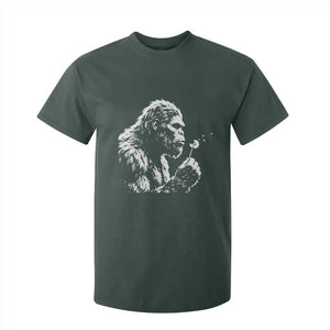 Bigfoot Blowing Dandelion Flower Graphic T Shirt For Kid Whimsical Sasquatch Profile Artistic Vintage Distressed TS02 Dark Forest Green Print Your Wear