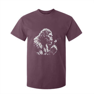 Bigfoot Blowing Dandelion Flower Graphic T Shirt For Kid Whimsical Sasquatch Profile Artistic Vintage Distressed TS02 Maroon Print Your Wear