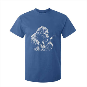 Bigfoot Blowing Dandelion Flower Graphic T Shirt For Kid Whimsical Sasquatch Profile Artistic Vintage Distressed TS02 Royal Blue Print Your Wear