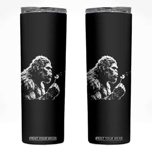 Bigfoot Blowing Dandelion Flower Graphic Skinny Tumbler Whimsical Sasquatch Profile Artistic Vintage Distressed TS02 Black Print Your Wear
