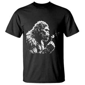 Bigfoot Blowing Dandelion Flower Graphic T Shirt Whimsical Sasquatch Profile Artistic Vintage Distressed TS02 Black Print Your Wear
