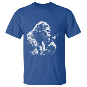 Bigfoot Blowing Dandelion Flower Graphic T Shirt Whimsical Sasquatch Profile Artistic Vintage Distressed TS02 Royal Blue Print Your Wear