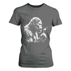 Bigfoot Blowing Dandelion Flower Graphic T Shirt For Women Whimsical Sasquatch Profile Artistic Vintage Distressed TS02 Dark Heather Print Your Wear