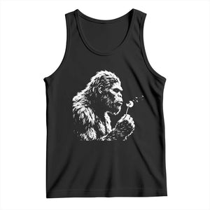 Bigfoot Blowing Dandelion Flower Graphic Tank Top Whimsical Sasquatch Profile Artistic Vintage Distressed TS02 Black Print Your Wear