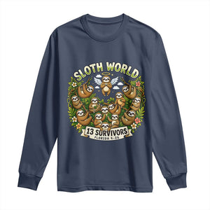 Sloth World 13 Survivors Animal Rescue Long Sleeve Shirt Memorial Tribute and Florida Wildlife Protection TS02 Navy Print Your Wear