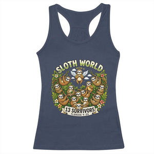 Sloth World 13 Survivors Animal Rescue Racerback Tank Top Memorial Tribute and Florida Wildlife Protection TS02 Navy Print Your Wear