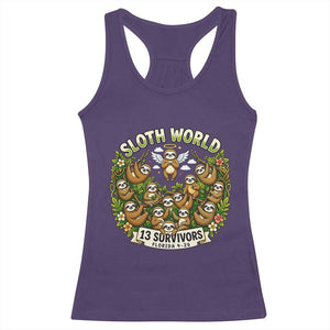 Sloth World 13 Survivors Animal Rescue Racerback Tank Top Memorial Tribute and Florida Wildlife Protection TS02 Purple Print Your Wear
