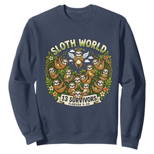 Sloth World 13 Survivors Animal Rescue Sweatshirt Memorial Tribute and Florida Wildlife Protection TS02 Navy Print Your Wear