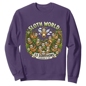 Sloth World 13 Survivors Animal Rescue Sweatshirt Memorial Tribute and Florida Wildlife Protection TS02 Purple Print Your Wear