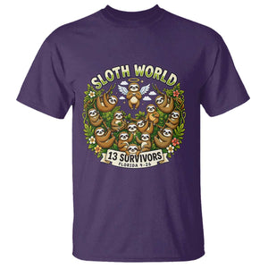 Sloth World 13 Survivors Animal Rescue T Shirt Memorial Tribute and Florida Wildlife Protection TS02 Purple Print Your Wear