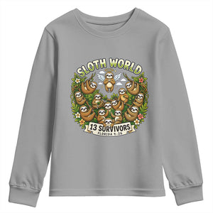 Sloth World 13 Survivors Animal Rescue Youth Sweatshirt Memorial Tribute and Florida Wildlife Protection TS02 Sport Gray Print Your Wear